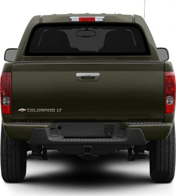 Pickup truck rear view with tailgate and taillights