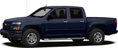 Side profile of blue pickup truck with crew cab and chrome side steps