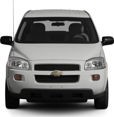 Front view with grille and headlights.