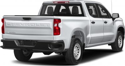 Rear and side view of pickup with tailgate and LED taillights