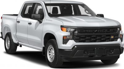 Front view of rugged Regular Cab Long Box pickup with bold grille and headlights