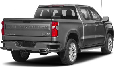Pickup truck rear view with tailgate and taillights