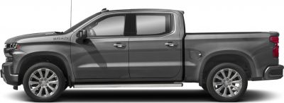 Side profile of a crew cab short box pickup truck