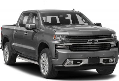Front three-quarter view of full-size pickup with crew cab and short box