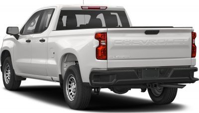 Rear view of pickup tailgate, taillights, and rear bumper details