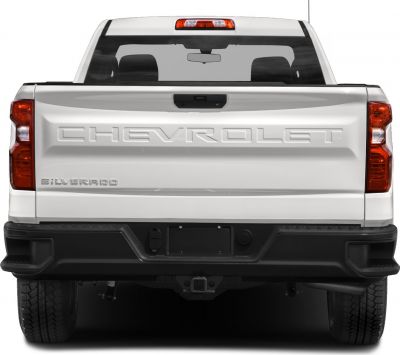 Rear view of tailgate and taillights with embossed Chevrolet lettering