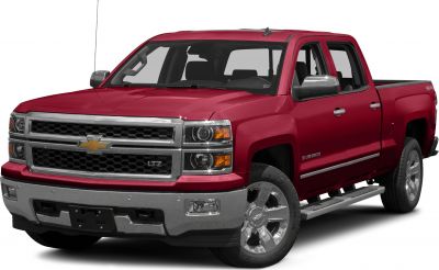 Red pickup with chrome grille and running boards