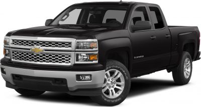 Black pickup truck front grille and side profile with double cab