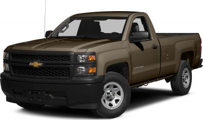 Front side view of a rugged single cab pickup with pronounced grille and wheels.