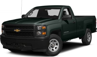 Front side view of pickup truck with black grille and single cab