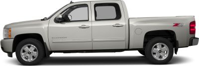 Side profile of crew cab pickup with standard bed and Z71 4x4 decal
