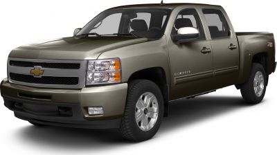 Front view of crew cab pickup with distinct grille and headlights