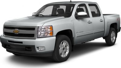 Front side view of a four-door pickup truck with standard box and alloy wheels