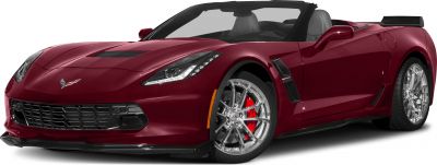 Convertible sports car with chrome wheels and red brake calipers
