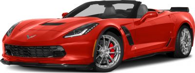 Convertible sports car with aggressive front fascia and sleek aerodynamic design