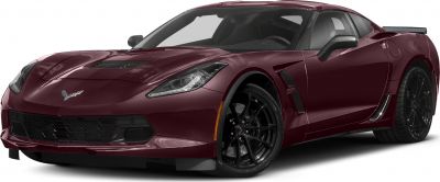 Front three-quarter view of a sleek sports coupe with aggressive styling.