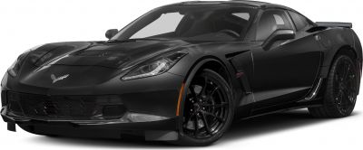 Black sleek sports car front side view with aggressive headlights and aerodynamic design