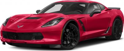 Red sports coupe with black wheels and aggressive front design