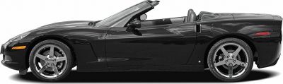Black convertible sports car side profile with aerodynamic body and open top.