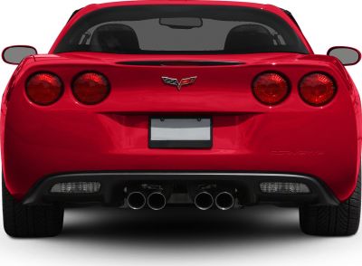 Rear view with quad exhaust and round tail lights