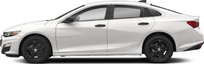 Side view of a white modern sedan with black alloy wheels and sharp body lines