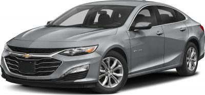 Front and side view of mid-size sedan with alloy wheels and distinctive grille