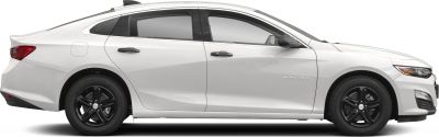 Side profile of sleek sedan with black alloy wheels.