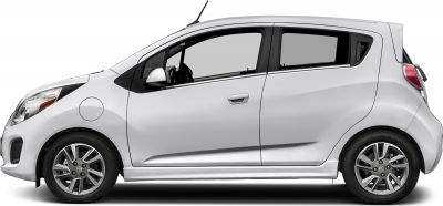 Side profile of compact hatchback with alloy wheels and electric fuel door