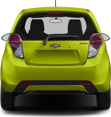 Rear view of a compact hatchback with distinctive tail lights and rear windshield wiper.