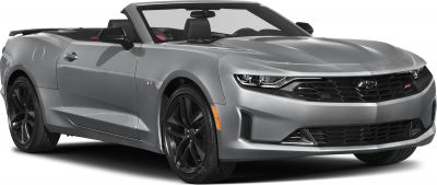 Convertible front view with LED headlights and black alloy wheels