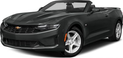 Front angled view of convertible with open roof and sporty design