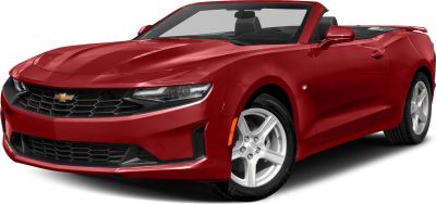 Convertible with aggressive front grille and sharp headlights in a sporty design