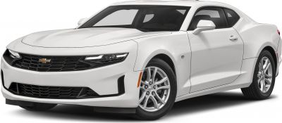Front side angle featuring aggressive grille and sleek coupe silhouette