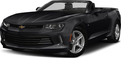 Black convertible sports car with silver wheels and headlights.