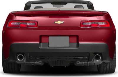 Rear view convertible with distinct tail lights and dual exhaust pipes