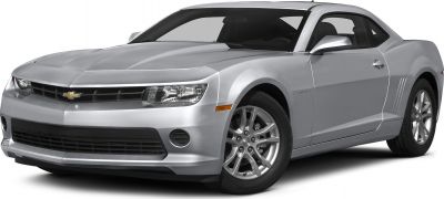 Silver muscle coupe with front grille and alloy wheels