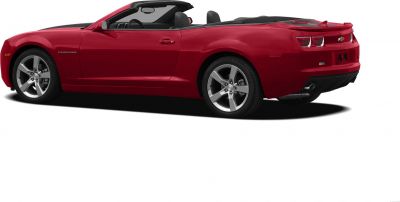 Red convertible rear and side view with alloy wheels and open roof