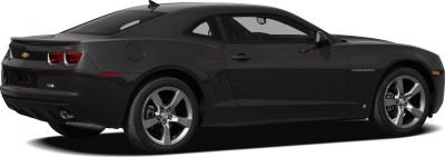 Side rear view of a sleek coupe with alloy wheels.