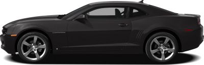 Side profile of a black coupe with alloy wheels