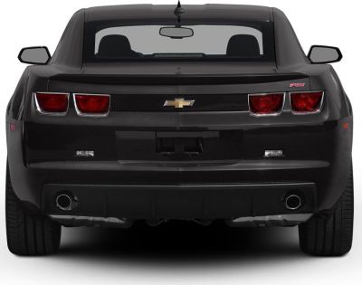 Dual exhaust and quad taillights viewed from rear