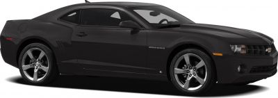 Side profile of a black sports coupe with alloy wheels