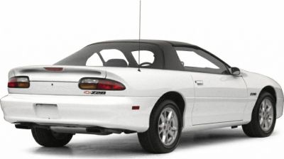 Rear and side profile of sporty coupe with distinctive taillights and Z28 badging