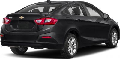 Rear-side view of black sedan with updated taillights and sleek body lines