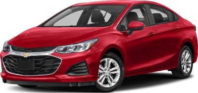 Front grille and side profile of a red sedan with sleek design