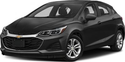 Front-side view of sleek hatchback with distinct grille and headlights