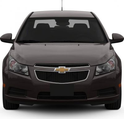 Front view with grille and headlights of a sedan