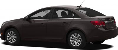 Rear side view of a sedan with distinctive red tail lights and smooth body lines.