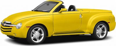 Yellow convertible pickup with retro styling and sleek curves