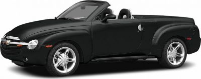 Black convertible pickup with retro styling and alloy wheels