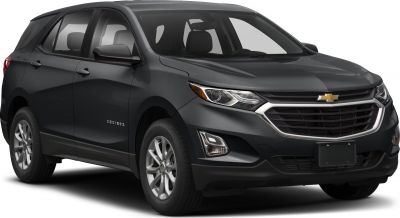 Black SUV front side view with sleek headlights and grille.